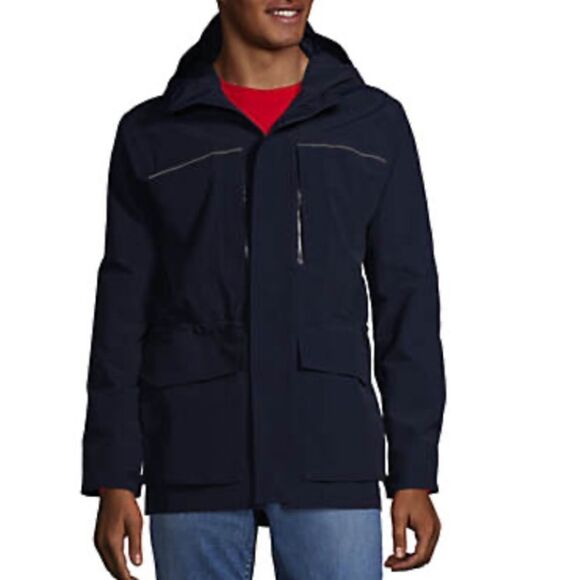 Land’s End full zip Waterproof Squall Lightweight Raincoat parka with hood XLT - Picture 3 of 8